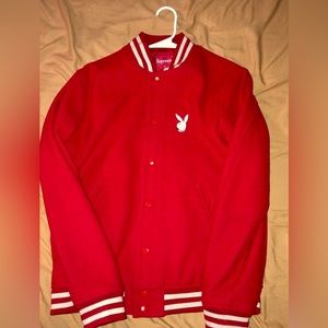 Supreme X Playboy Varsity Jacket Size Medium in Red